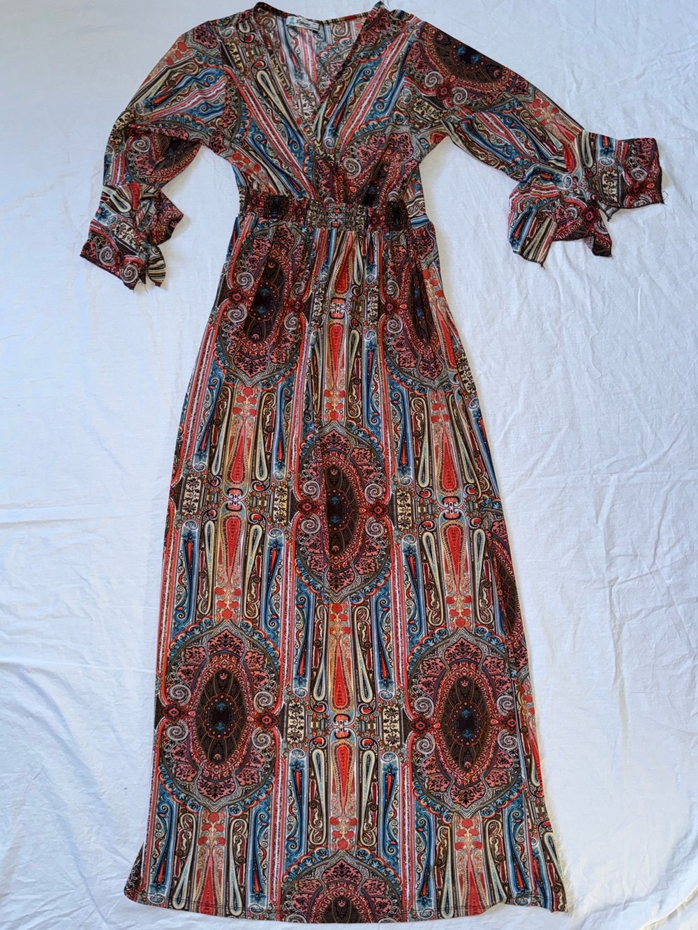 Boho Paisley Maxi Dress in Multi-Color